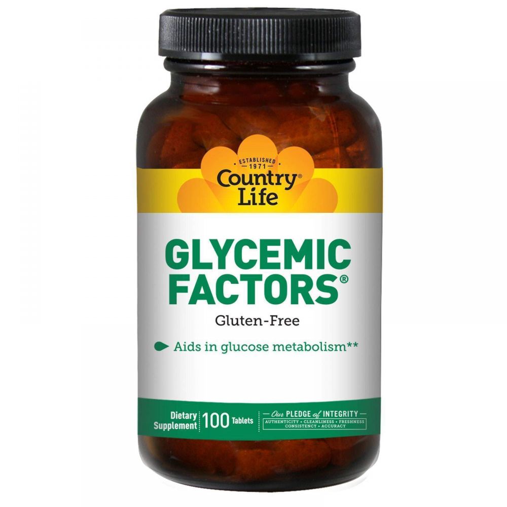 Комплекс для стабилизации гликемического индекса, Glycemic Factors, Country Life, 100 таблеток