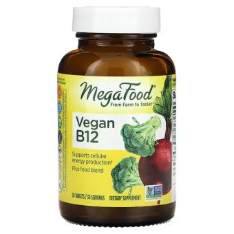 Витамин В12, Vegan B12, MegaFood, 30 таблеток