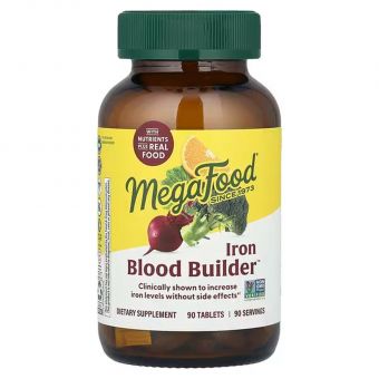 Очищение крови, Blood Builder, MegaFood, с железом и мультивитаминами, 90 таблеток