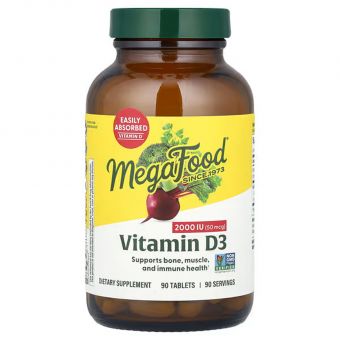 Вітамін Д3, Vitamin D3, MegaFood, 2000 МО, 90 таблеток