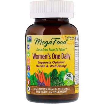 Мультивитамины и минералы для женщин, Women's Multivitamin & Mineral, Mega Food, 1 в день, 30 таблеток