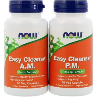 Детокс легкое очищение, Easy Cleanse, Now Foods, 60+60 вегетарианских капсул (2 банки на 15 дней)