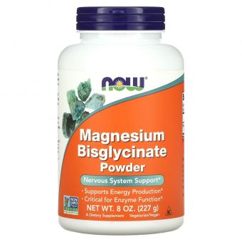 Магній бісгліцинат, Magnesium Bisglycinate, Now Foods, порошок, 227 г