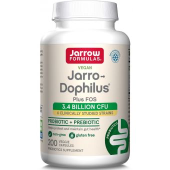 Пробіотики (дофілус), Jarro-Dophilus Plus FOS, Jarrow Formulas, з ФОС, 3.4 млрд КУО, 200 вегетаріанських капсул