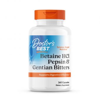 Бетаин гидрохлорид и пепсин, Betaine HCl, Doctor's Best, 360 капсул