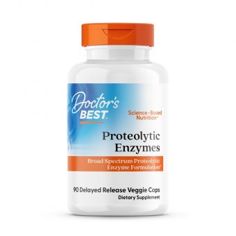 Протеолитические ферменты, Proteolytic Enzymes, Doctor's Best, 90 вегетарианских капсул с отсроченным высвобождением