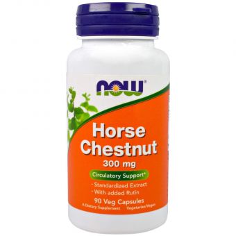 Конский каштан и рутин, Horse Chestnut, Now Foods, 300 мг, 90 вегетарианских капсул