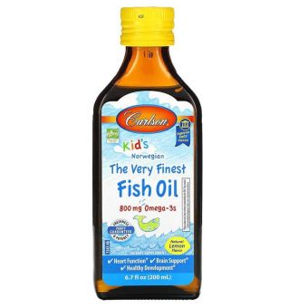 Рыбий жир для детей (вкус лимона), Fish Oil, Carlson, норвежский, 200 мл