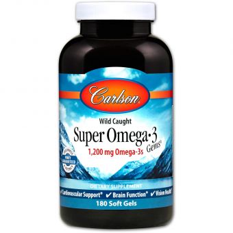 Омега-3 супер, Super Omega-3, Carlson з дикої природи, 600 мг, 180 капсул