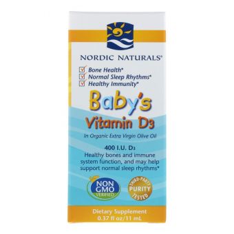 Витамин Д3 для маленьких детей, Vitamin D3, Nordic Naturals, 400 МЕ, 11 мл.