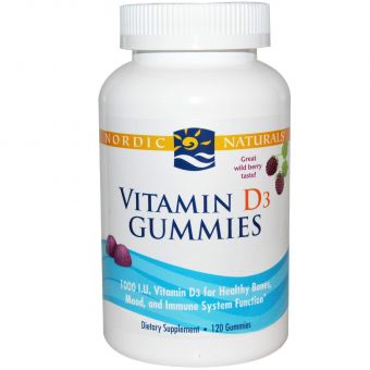 Витамин Д3, Vitamin D3 Gummies, Nordic Naturals, лесные ягоды, 1000 МЕ, 120 желе