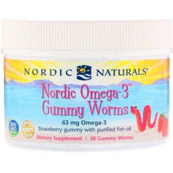 Рыбий жир для детей (клубника), Omega-3 Gummy, Nordic Naturals, 30 желе