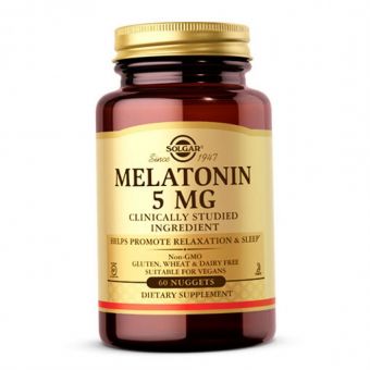 Мелатонін, Melatonin, Solgar, 5 мг, 60 таблеток для розжовування