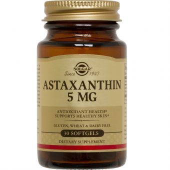 Астаксантин, Astaxanthin, Solgar, 5 мг, 30 гелевых капсул