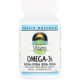 Омега-3, Omega-3s EPA-DHA, Source Naturals, для веганов, 300 мг, 30 капсул