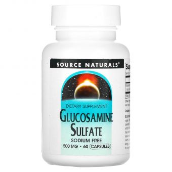 Глюкозамин сульфат, Glucosamine Sulfate, Source Naturals, 500 мг, 60 кап.