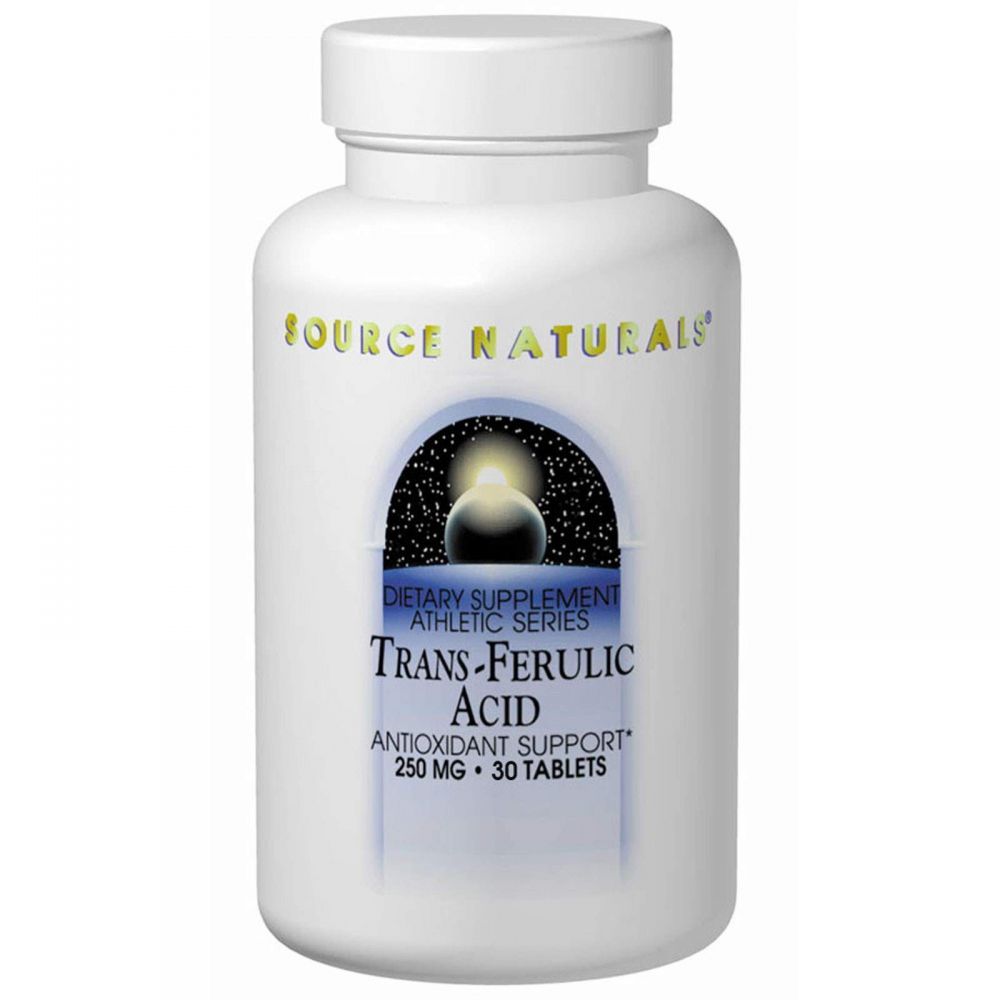 Транс-феруловая кислота, Trans-Ferulic Acid, Source Naturals, 250 мг, 30 таблеток