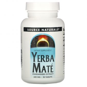 Мате, Yerba Mate, Source Naturals, 600 мг, 90 таблеток