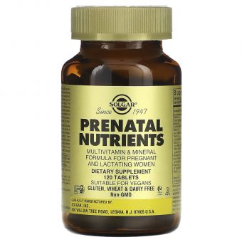 Витамины и минералы для беременных, Prenatal Multivitamin & Mineral, Solgar, 120 таблеток