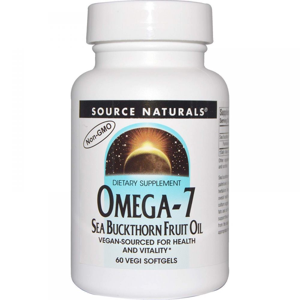  Омега 7 облепиха, Omega-7, Seabuckthorn Oil, Source Naturals, 60 капсул