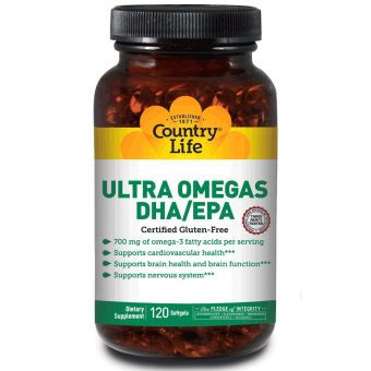 Омега 3 DHA / EPA, Omegas DHA / EPA, Country Life, 120 капсул