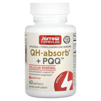 Пирролохинолинхинон и убихинол, Ubiquinol, QH+ PQQ Absorb, Jarrow Formulas, 60 капсул