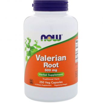 Корень Валерианы, Valerian Root, Now Foods, 500 мг, 250 вегетарианских капсул