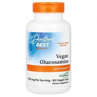 Глюкозамин сульфат, Vegan Glucosamine Sulfate with GreenGrown Glucosamine, Doctor's Best, 1500 мг, 180 веганских капсул (750 мг в капсуле)