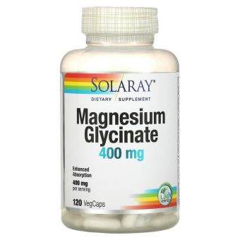 Магний глицинат, Magnesium Glycinate, Solaray, 400 мг, 120 капсул