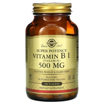 Витамин B1 (тиамин), Vitamin B1, Solgar, 500 мг, 100 таблеток