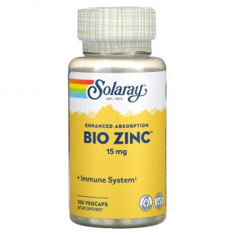 Био цинк, Bio Zinc, Solaray, 100 капсул