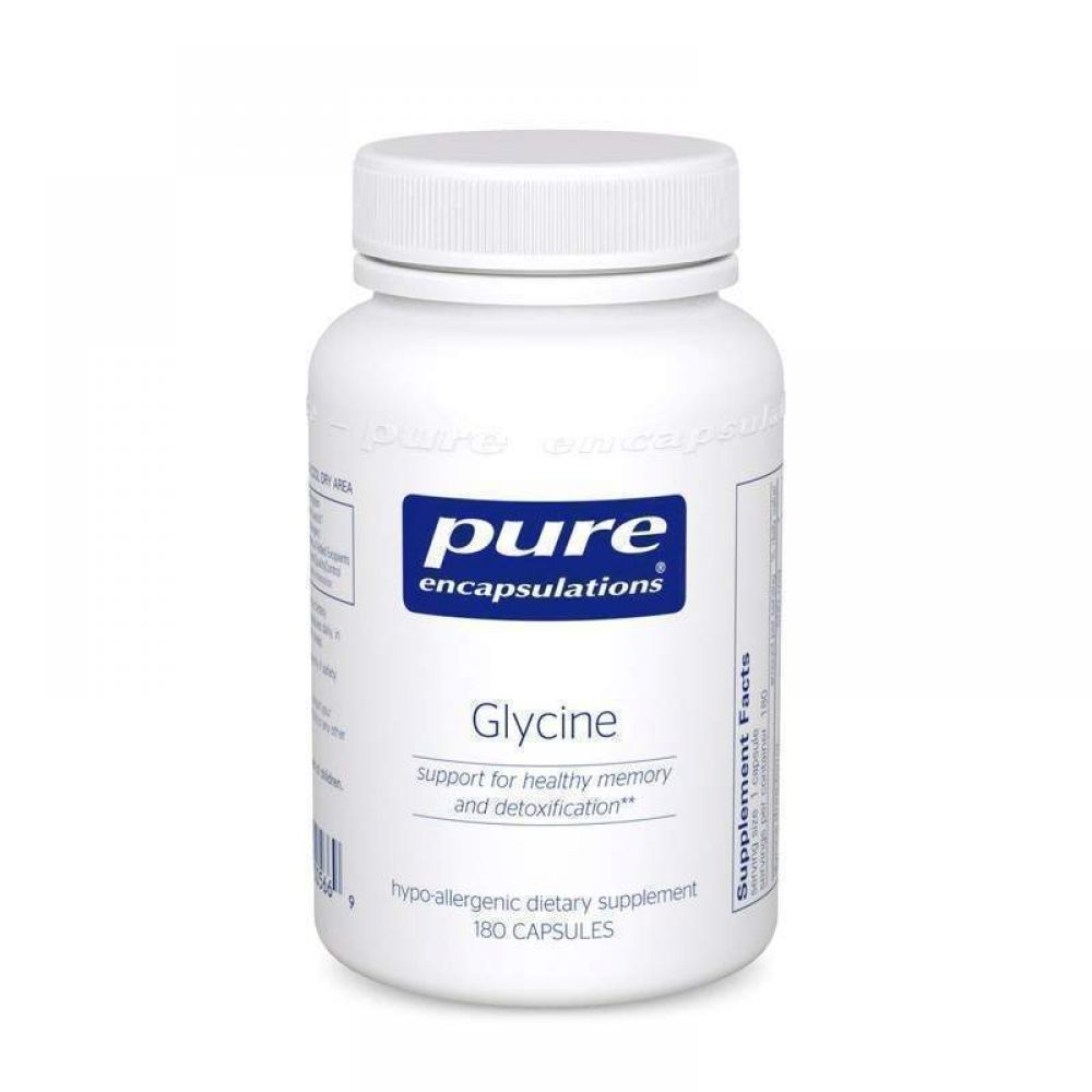 Глицин, Glycine, Pure Encapsulations, поддержка здоровой памяти и детоксикации, 180 капсул