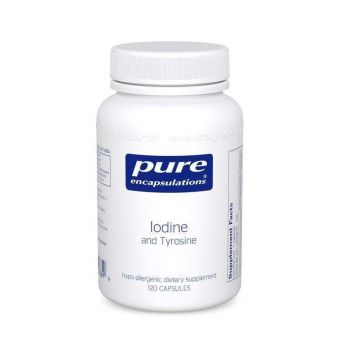 Йод и Тирозин, Iodine & Tyrosine, Pure Encapsulations, поддержка щитовидной железы, 120 капсул