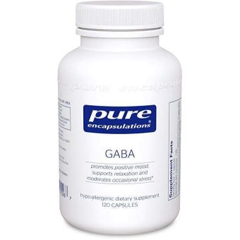 ГАМК, GABA, Pure Encapsulations, поддержка релаксации и уменьшение случайного стресса, 120 капсул