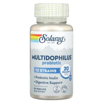 Пробиотики, Multidophilus 12, Solaray, 20 млрд КОЕ, 50 капсул