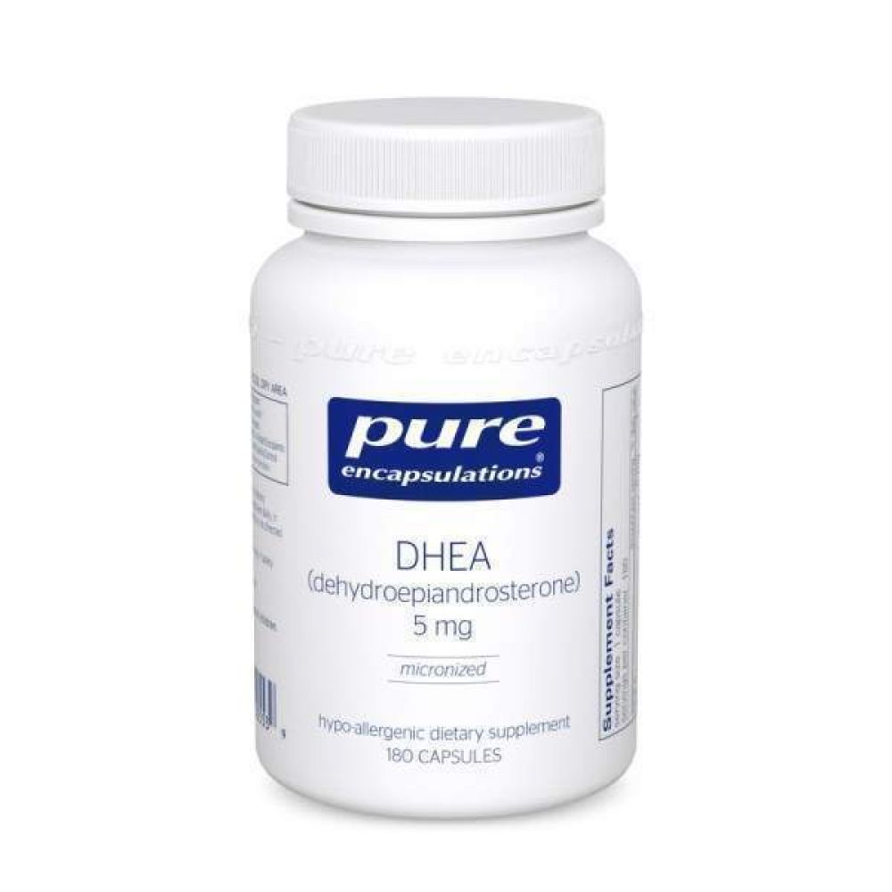 ДГЭА, DHEA, Pure Encapsulations, поддержка иммунитета, сжигания жира, гормонального баланса и эмоционального благополучия, 5 мг, 180 капсул