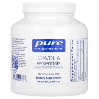 Основные ЭПК/ДГК, EPA/DHA essentials, Pure Encapsulations, ультрачистый, молекулярно-дистиллированный концентрат рыбьего жира, 180 капсул