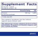 Хром (пиколинат), Chromium (picolinate), Pure Encapsulations, для поддержки здорового метаболизма липидов и глюкозы, 500 мкг, 180 капсул