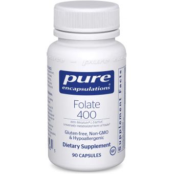 Фолат, Folate, Pure Encapsulations, с метилфолатом L-5-MTHF для поддержки здоровья сердечно-сосудистой, клеточной и нервной систем, 400 мкг, 90 капсул