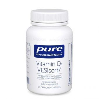 Витамин Д3 VESIsorb, Vitamin D3 VESIsorb, Pure Encapsulations, для поддержки костей, сердца, толстой кишки, груди, предстательной железы и улучшения усвоения витамина Д, 60 капсул