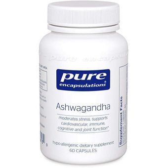 Ашвагандха, Ashwagandha, Pure Encapsulations, для поддержки щитовидной железы, суставов, адаптогенов, умственного сосредоточения, эмоционального благополучия и памяти, 60 капсул