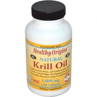 Масло криля, Krill Oil, Healthy Origins, ваниль, 1000 мг, 120 капсул