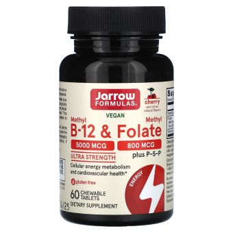  Метилфолат и метил B-12, Methyl B-12 & Methyl Folate, Jarrow Formulas, вишня, 60 леденцов