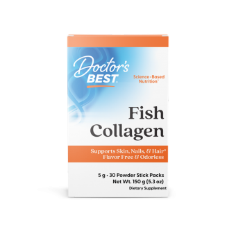 Колаген риб'ячий, Fish Collagen with Naticol, Doctor's Best, з Naticol, 5 г, 30 стиків (150 г)