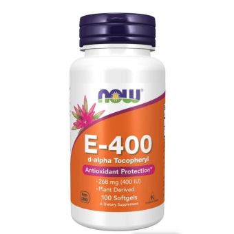 Вітамін Е, E-400, Now Foods, 268 мг (400 МО), 100 гелевих капсул