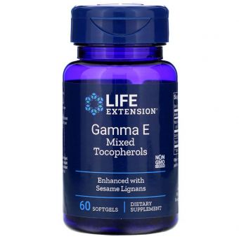 Вітамін Е: гамма E змішані токофероли (Gamma E Tocopherols), Life Extension, 60 кап.