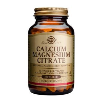 Кальцій магній, Calcium Magnesium Citrate, Solgar, цитрат, 100 таблеток