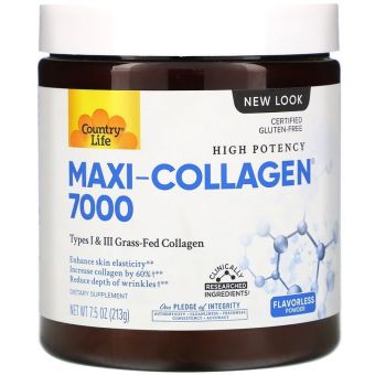 Коллаген макси с витамином А и С плюс биотин, Maxi-Collagen, C & A plus Biotin, Country Life, порошок без запаха, 213 г