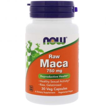 Мака, Raw Maca, Now Foods, сырая, 750 мг, 30 вегетарианских капсул