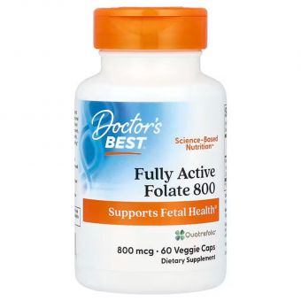 Фолат с Quatrefolic, Active Folate, Doctor's Best, активный, 800 мкг, 60 капсул